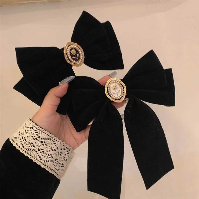 Black Veet Rose Bow Hair Clip for Wens Elegant Ponytail Clip Fashion Hair Accory Y251210