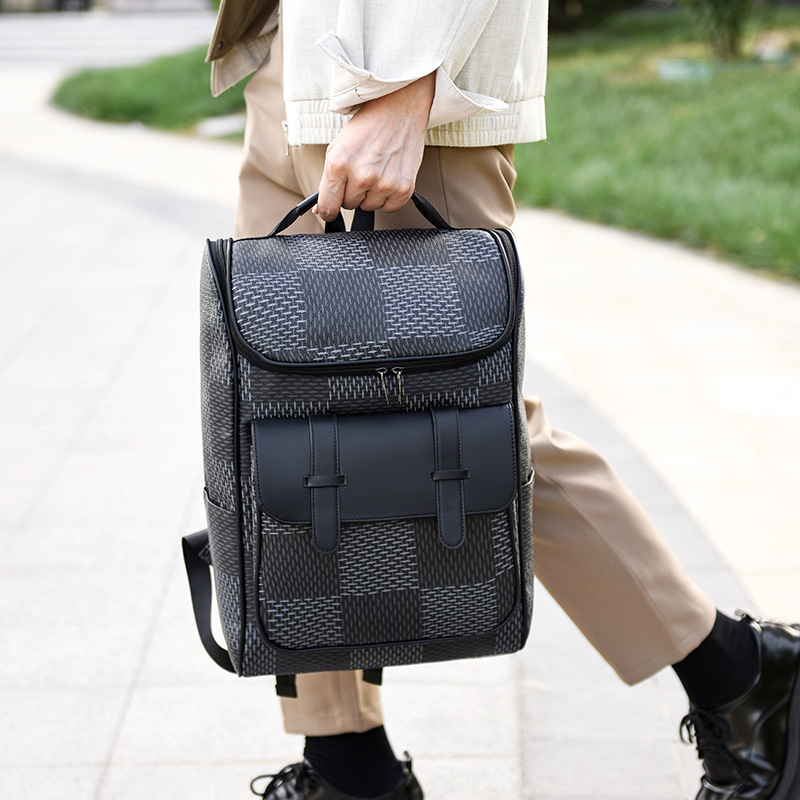 Free Shipping Backpack Men Fashion Plaid Commuting Travel Backpack High Quality Waterproof College Students Bag