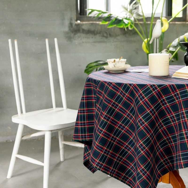 Christmas Plaid Tablecloth Blue and Red Plaid Tablecloth Christmas Party Dinner Washable Tablecloth Home Living Room Decoration H251211