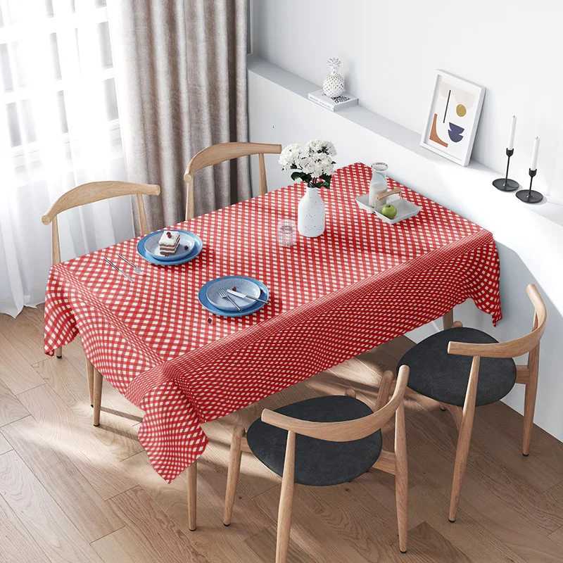 Vintage Plaid Tablecloth Farmhouse Rustic Dining Table Cover Kitchen Decor Red White Checkered Table Top Protector Home Party Su H251211