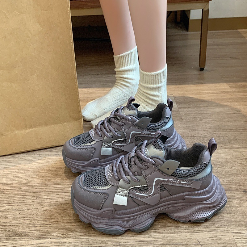 2026 New Spring Autumn Women's Dad Shoes Stylish Versatile Mesh Breathable Platform Elevator Running Casual Sneakers