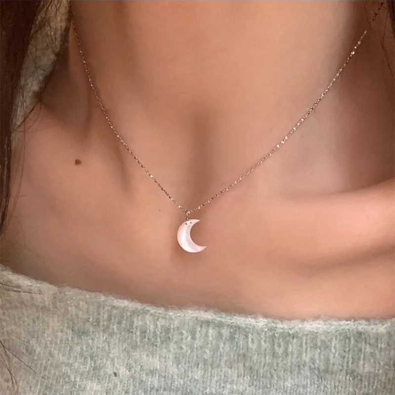 VENTFILLE 925 Sterling Silver Necklace for Women Girl Moon Fritillaria Zircon Extremely Fine Chain Jewelry Gift Dropshipping M251211