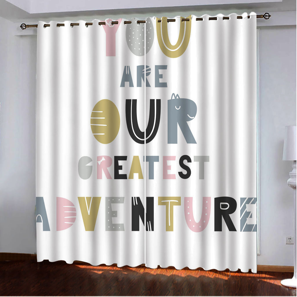 YL-37938 High-Density Blackout Curtain Letter Series, Digital Printing, Custom Patterns, Any Size.