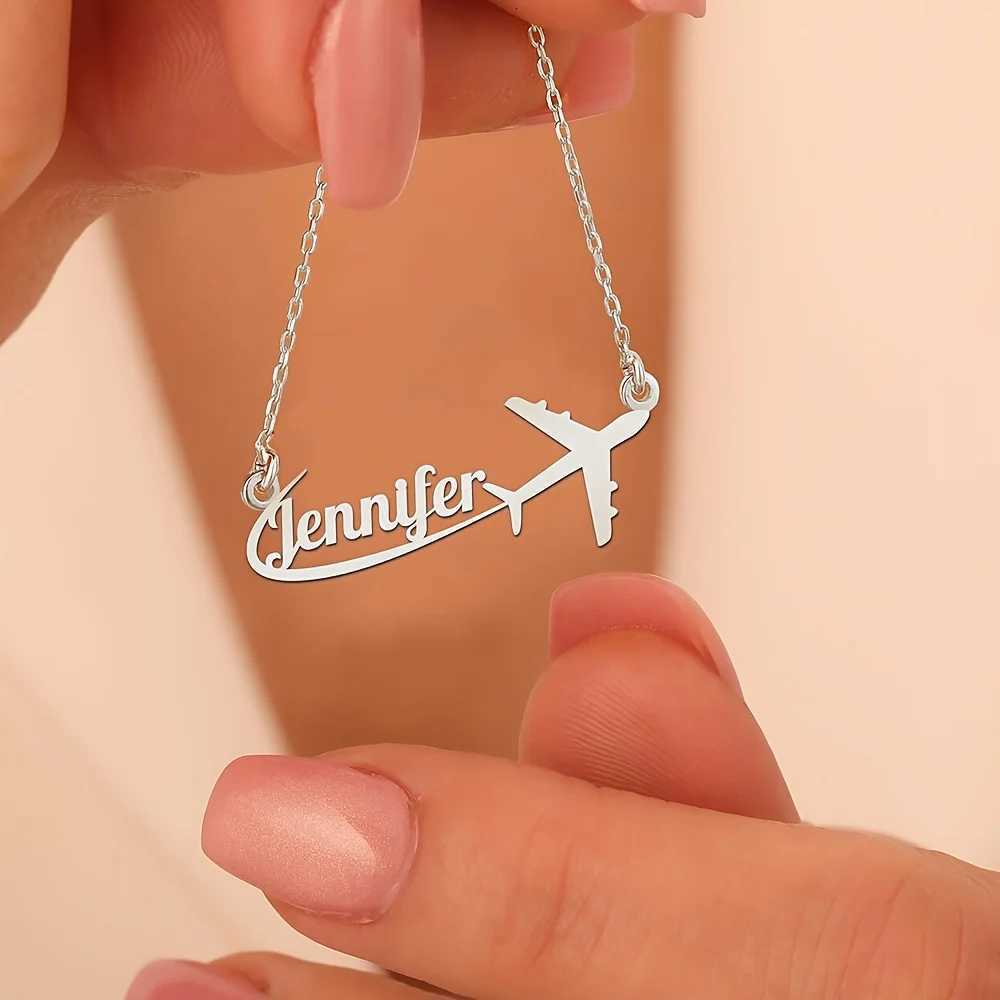 Custom Personalization Stainless Steel Aircraft Name Necklace Pendant With Airplane Jewelry The Ideal Gift Mothers Day Gift M251211