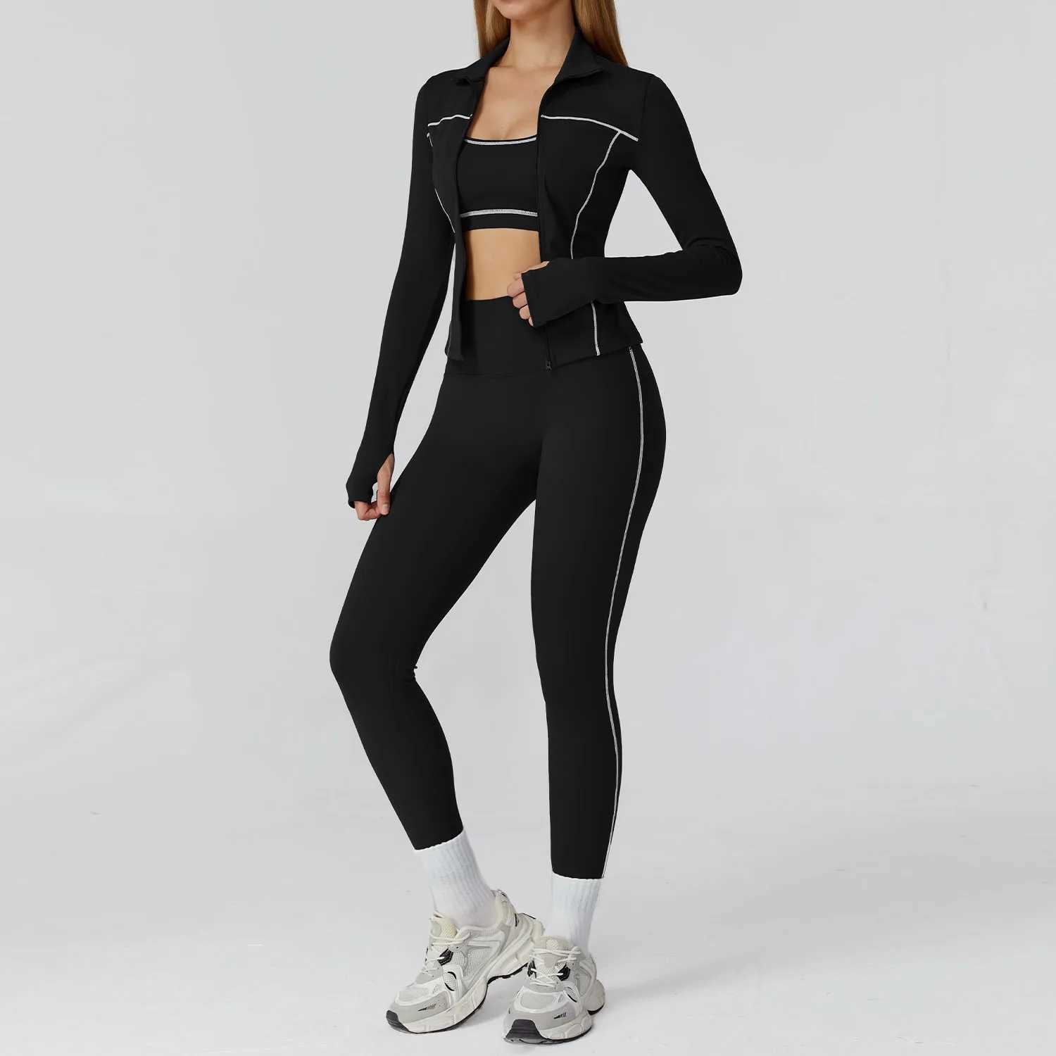 Yoga Clothes Set 2/3PCS Sportswear Gym Outfits Women Sports Set High Waist Leggings Fitness Suit Running Bra Workout TracksuitT251211