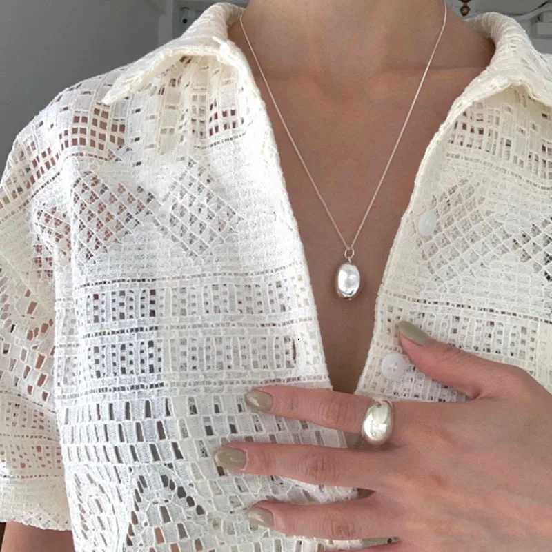 925 Sterling Silver Necklace Bean Irregular Simple Pendant Punk Geometric for Women Girl Jewelry Gift Dropshipping Wholesale M251211