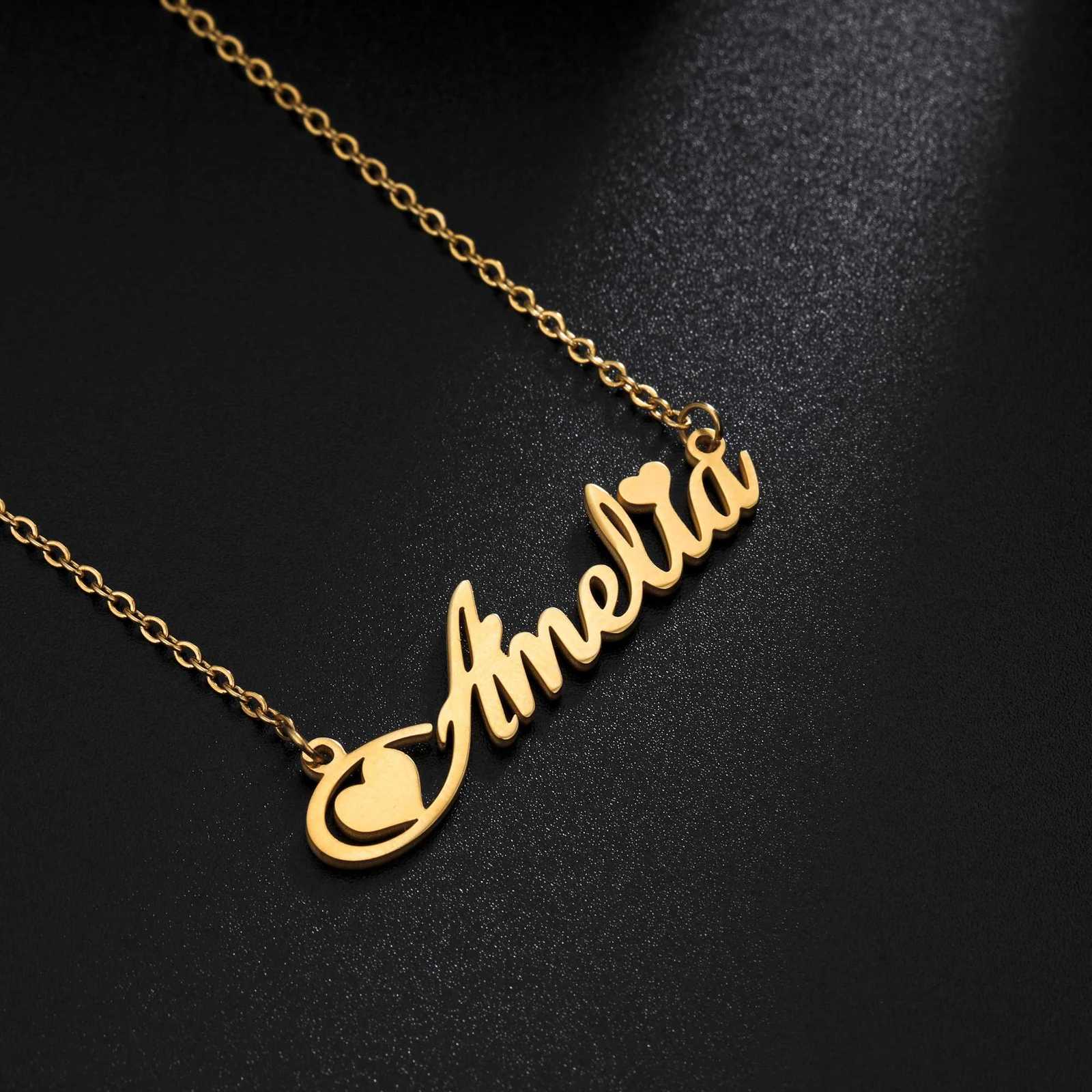 Sipuris Unique Custom Name Letter Pendant Necklace Personalized Heart Stainless Steel Necklaces For Women Jewelry Gifts 2022 M251211