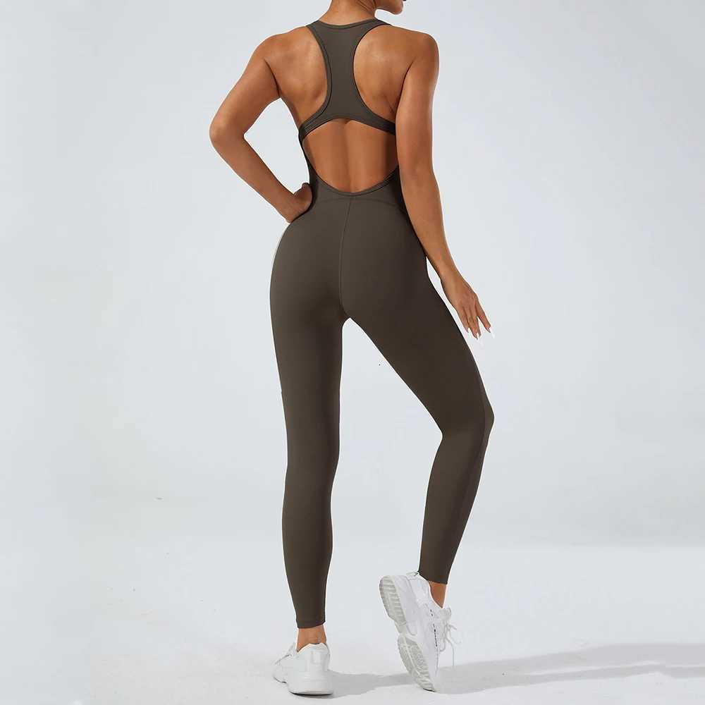 Womens Tracksuits Solid Yoga Jumpsuit One Piece Outfit Fitness Bodysuit Workout Clothes for Women Sportwear Gym Push Up RompersT251211