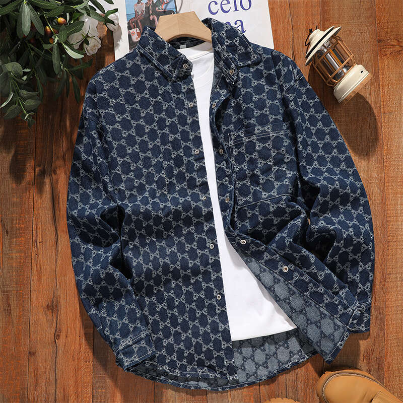 Foreign Trade Cross-Border Fashion Loose Denim Jacket Men's Casual Versatile Stylish Long Sleeve Shirt