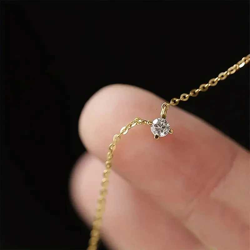 Huitan Minimalist Small Round CZ Pendant Necklace for Women Gold Color Chain Necklace Exquisite Girls Daily Wear Trendy Jewelry M251211