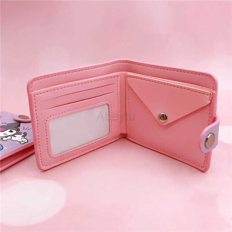 Sanrio Cute Kuromi Hello Kitty Wallet Folding Button Card Bag Cartoon Anime Peripheral Printed Waterproof Versatile Practical Wallet H251211