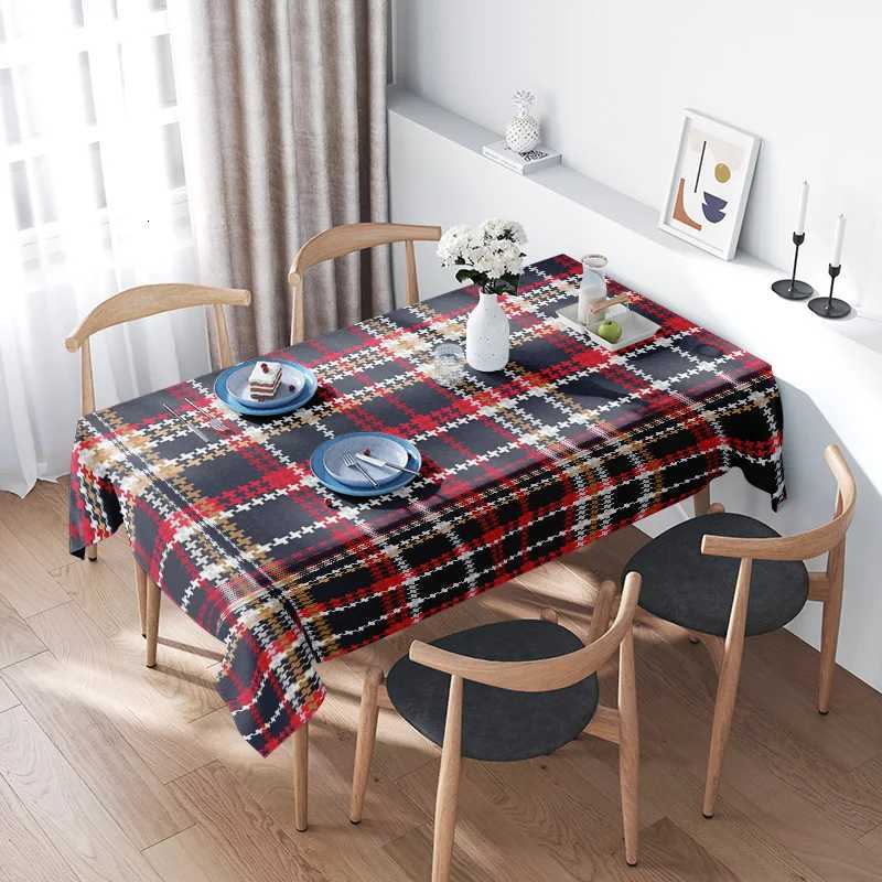 Plaid Tablecloth Decorative Modern Kitchen Dining Rug Non-Slip Waterproof Washable Home Decoration 70x145cm Red Black White Yell H251211