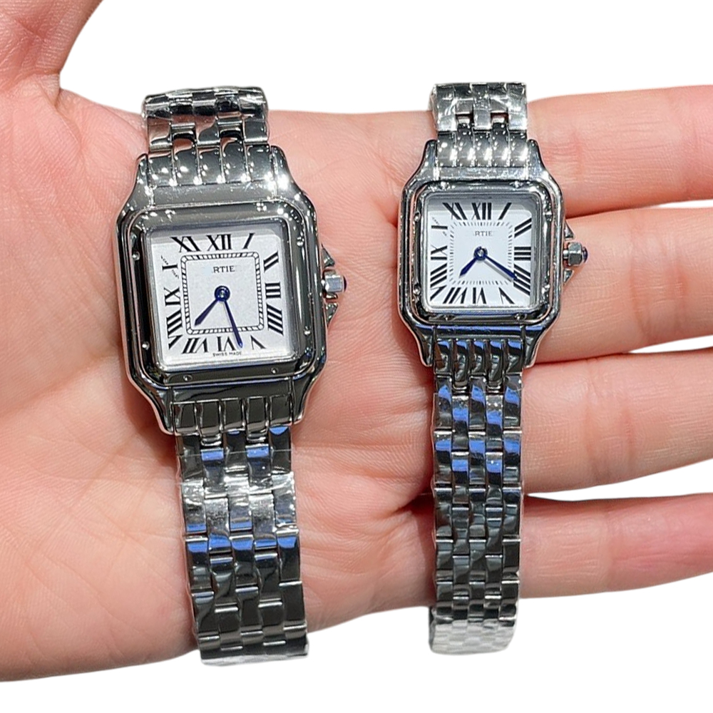 CRWSPN0012 panthere de designer watch womens men mini model quartz movement steel sapphire crystal octagonal crown blue synthetic spinel high quality B0357