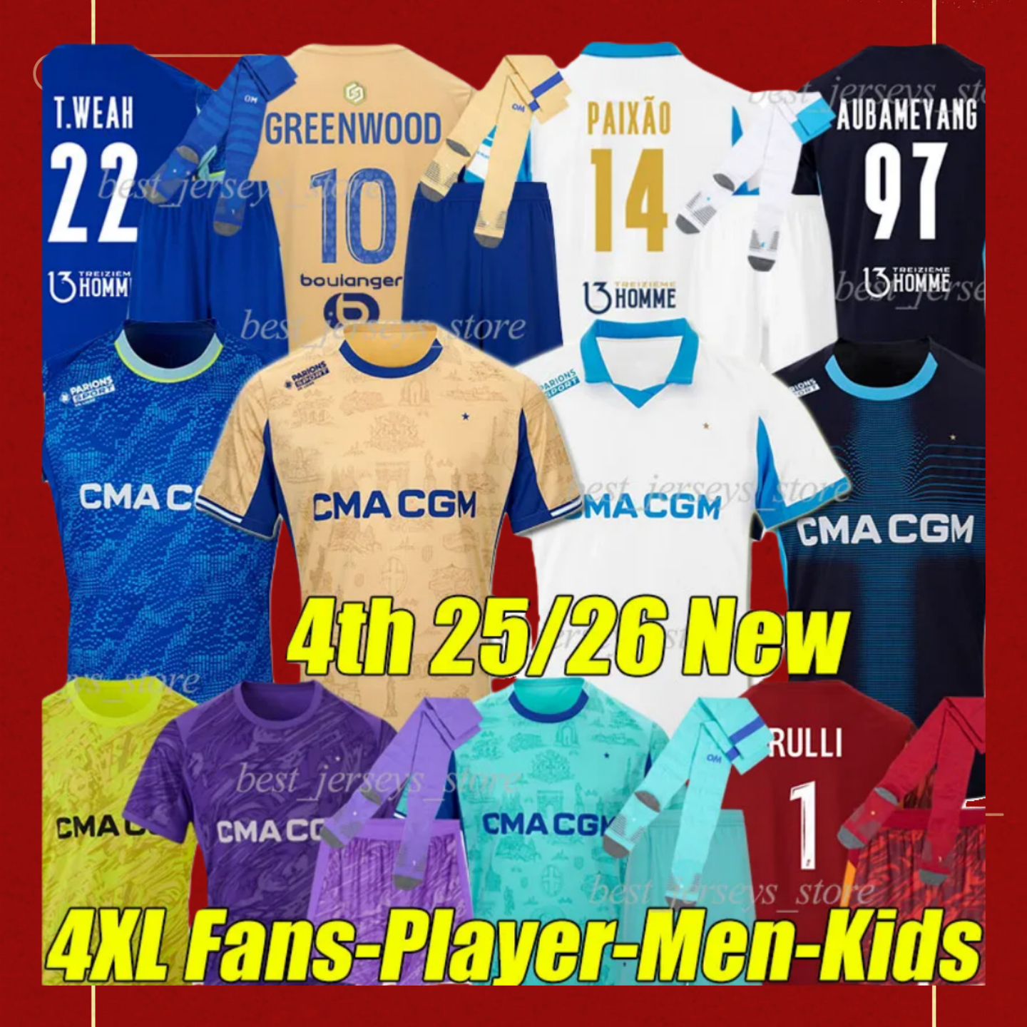 4XL 2025/26 MaRsEile 4th soccer jerseys OM AUBA PAIXAO GREENWOOD VAZ PAVARD GOUIRI AGUERD maillot foot HOJBJERG ANGEL RULLI football shirts men kids kit socks setS