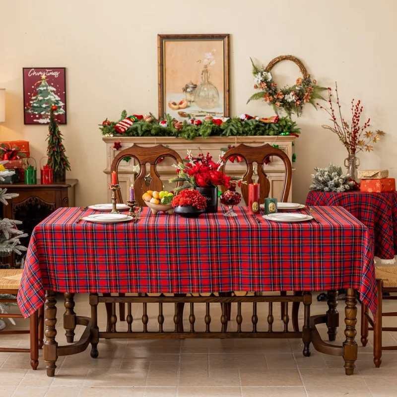 Green Plaid Christmas Tablecloth Tartan Table Cloth Decorations Winter Holiday Tablecloths for Rectangle Tables Parties Dining H251211