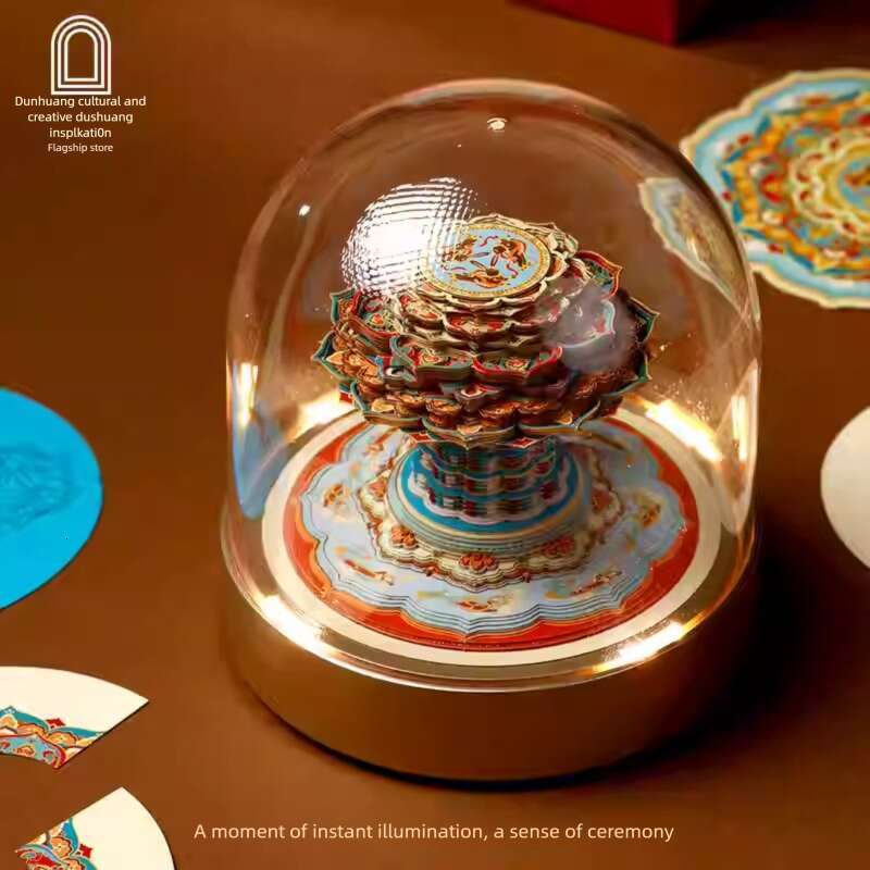 Dunhuang Paper-Cut Art Tap Light | 3D Night Light Bedside Lamp | Atmosphere Light & Christmas Birthday Gift for Her