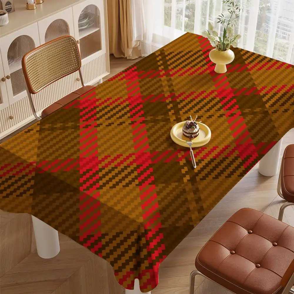 Tartan Print Summer Rectangle Tablecloth - Breathable For Lawn Parties BBQs Outdoor Meals H251211