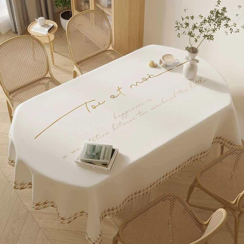 Nordic oval dining table cloth waterproof and oil-proof leave-in pvc coffee table tablecloth imitation fabric H251211