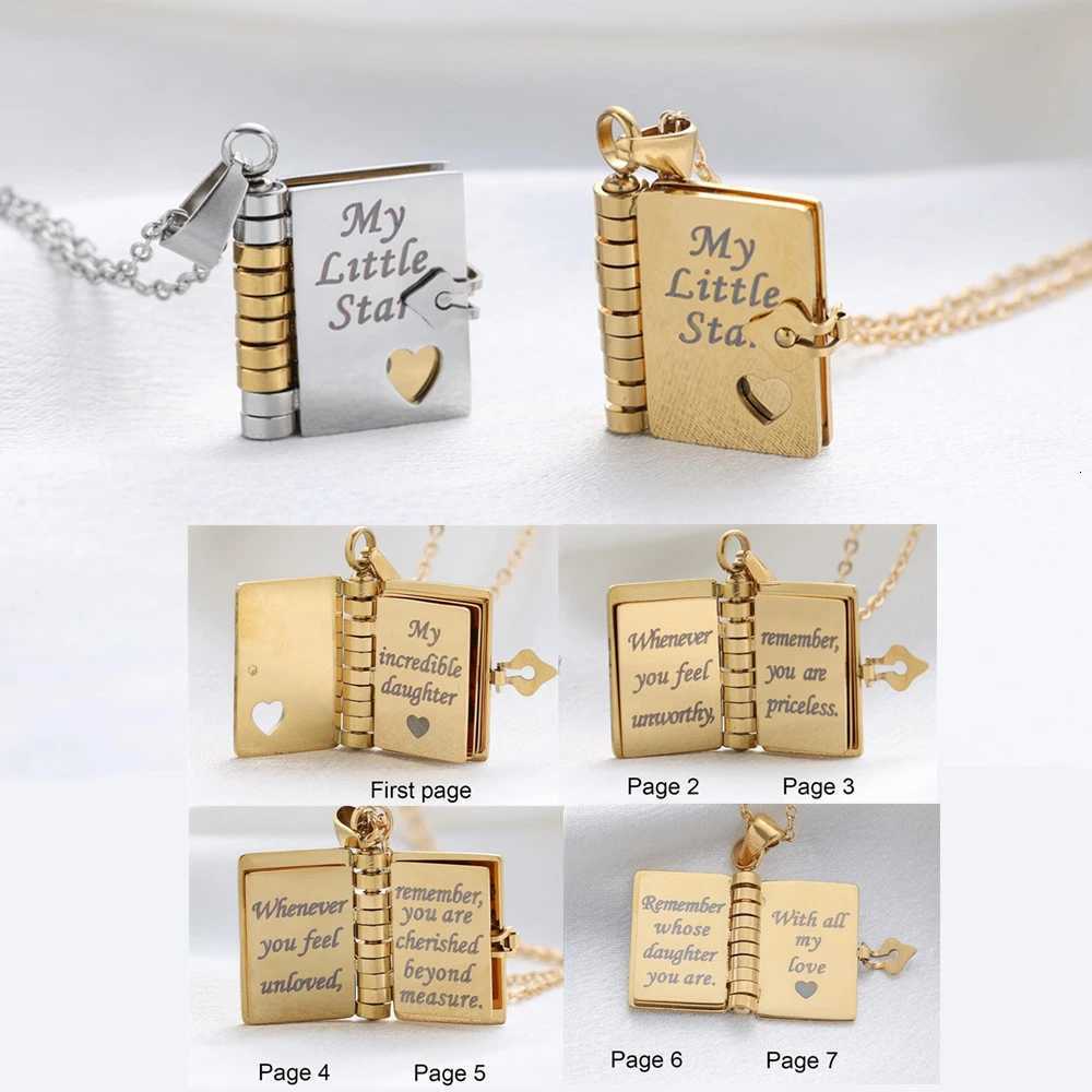 Incredible Daughter Book Necklace Adjustable Chain Book Locket Engraved MESSage My Daughter Necklaces Encouragement Gift M251211