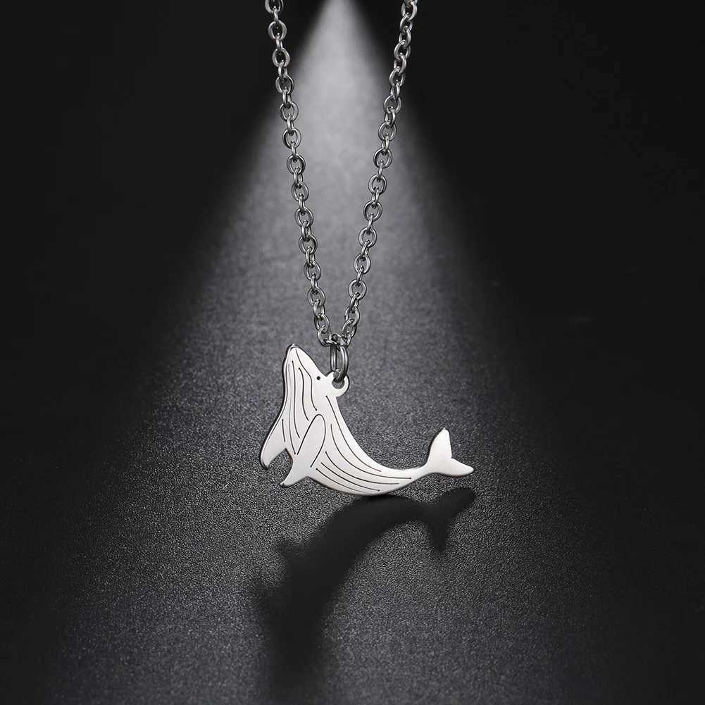 Amaxer Ocean Whale Pendant Necklace Stainless Steel Necklace For Women Engagement Silver Color Jewelry Friend Gift M251211