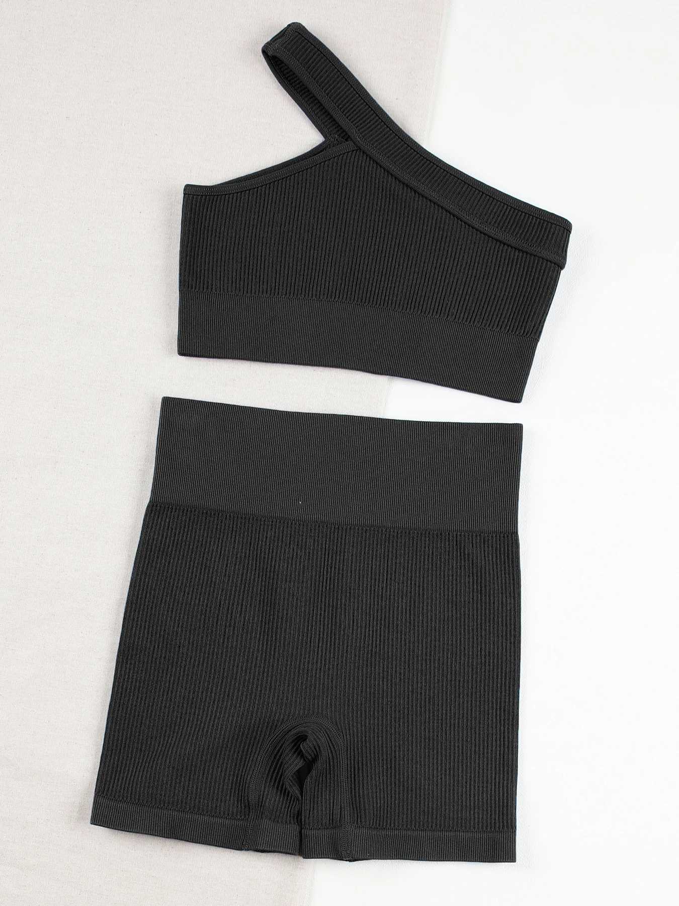 CHRLEISURE Seamless Sports Set Women Fitness Outfit Rib Yoga Suit Running Bra without Pad with Workout Leggings Gym SportswearT251211