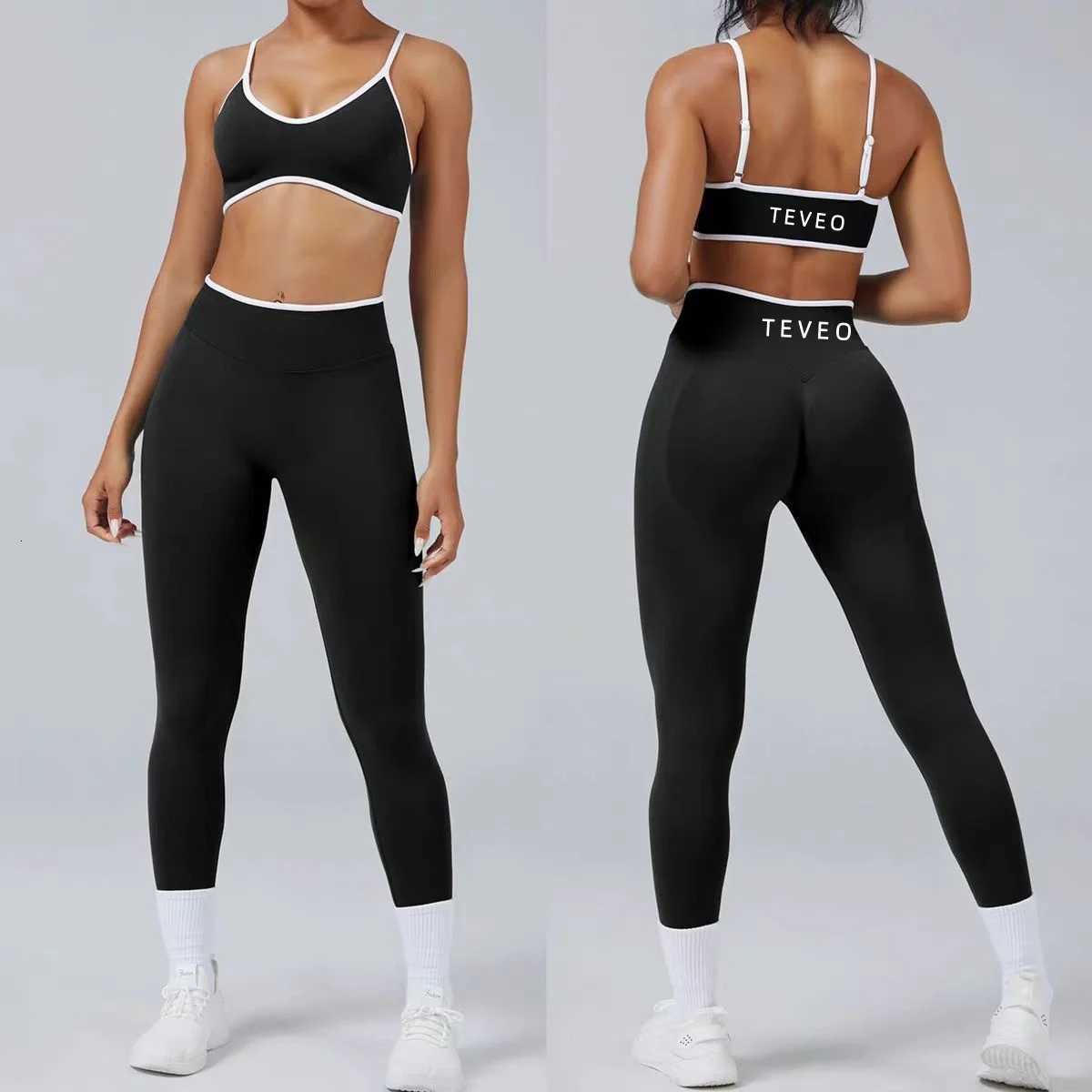 2 Pices Ensemble De Sport Femme Leggings Vtements DEntranement Ensemble De Soutien-gorge Sans Couture Scrunch LeggingT251211