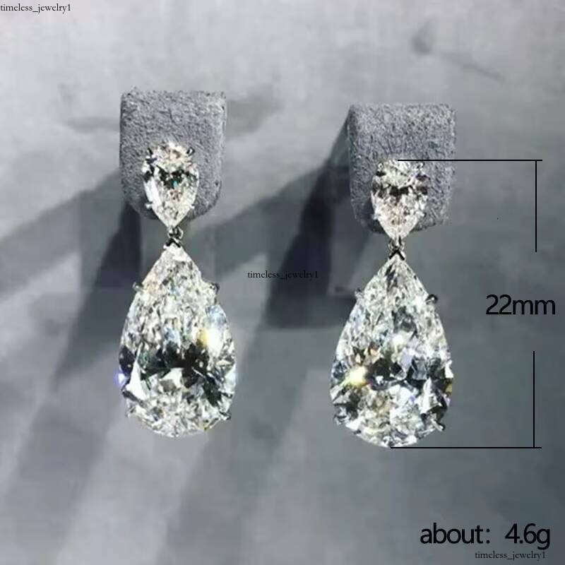 Grass Stone Simple Elegant Women's Crystal Teardrop VVS Moissanite Luxurious Bride Fashion Jewelry Wedding Earrings