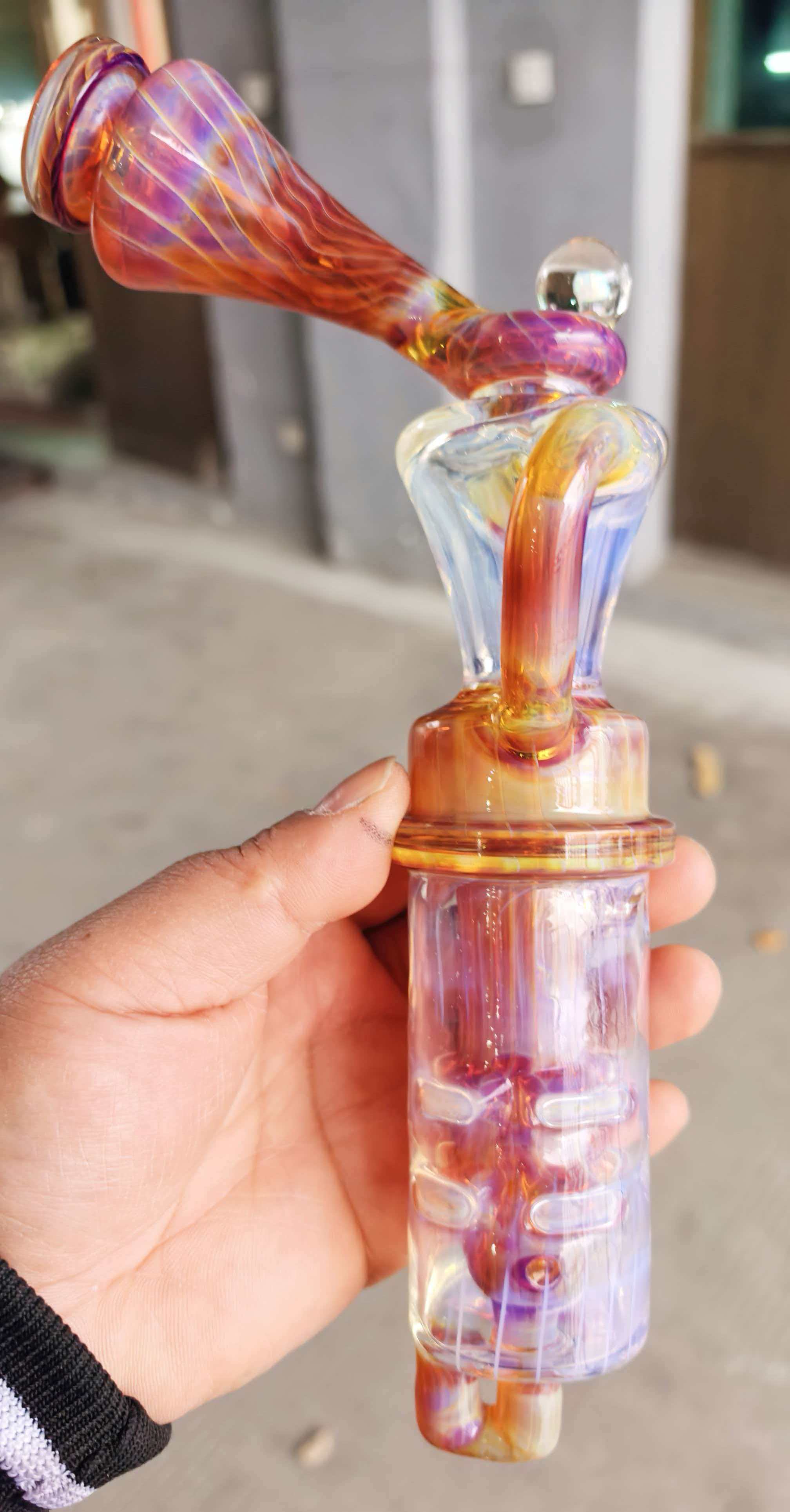 Two-tone passionate red with opal Double reflux glass dsilver vortex Doctor Dabber switch 2 stock RBR for real use suitable for machines customize the color you want