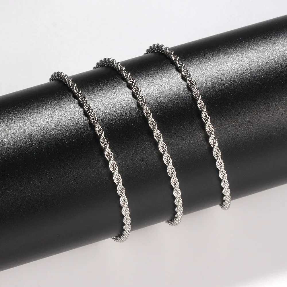 Hip Hop Men Stainless Steel Twist Chain Necklace Handmade Spring Buckle Basic Necklace Simple Jewelry Fashion Women Accessories M251211