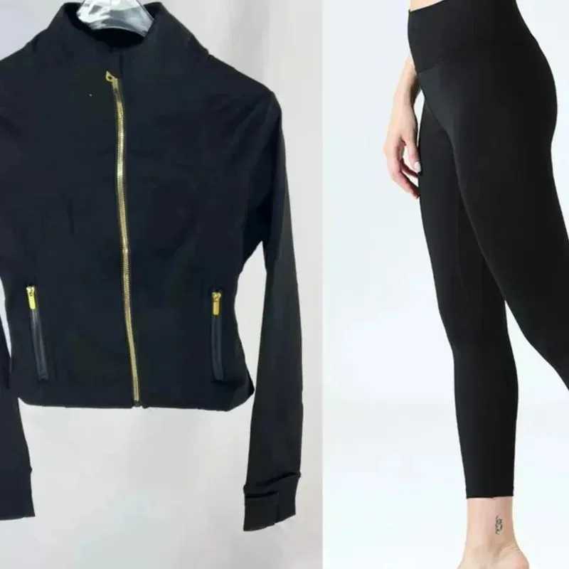 2025 Gold Label Short Sport Jacket Set Womens Yoga Clothes Slimming Fitness Jacket Active Wear Exercise Clothing FemaleT251211