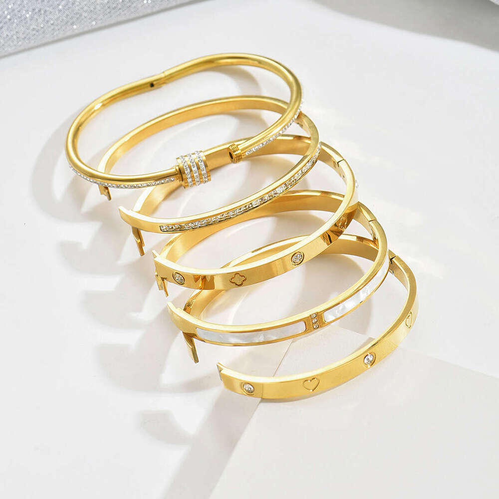 luxury classic design fashion bamboo zircon bracelet set Stainl steel material is waterproof and not easy to fade S250905