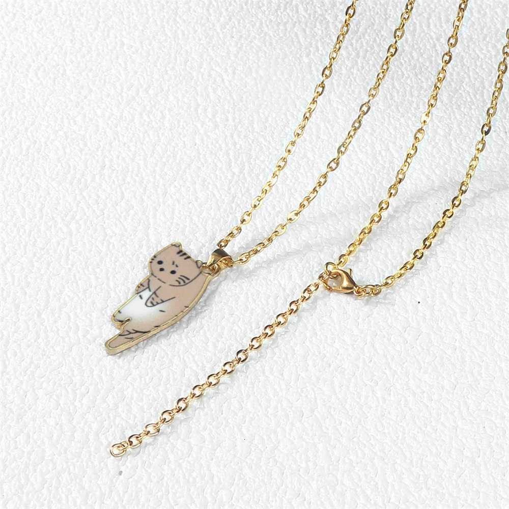 Cartoon Animal Cats Pendant Necklaces Cute Kitten Golden Alloy Chain with Lobster Clasp Fashion Jewelry Gifts for Women Children M251211