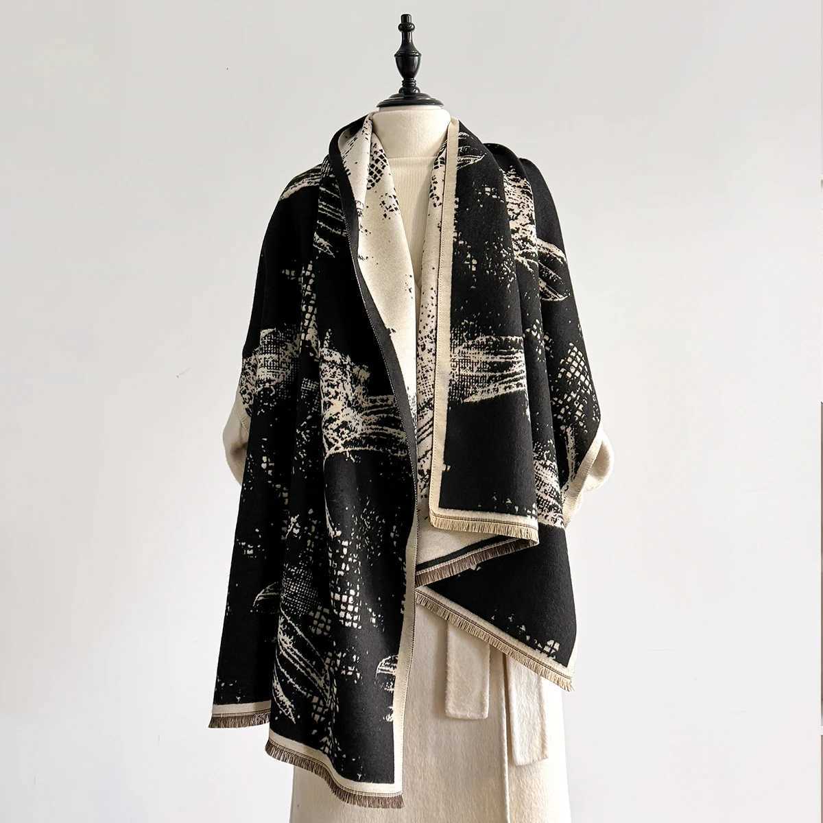 Winter Cashmere Jacquard Scarf for Women Thick Blanket Soft Warm Pashmina Tassel Shawl New Design Female Bufanda Y251211