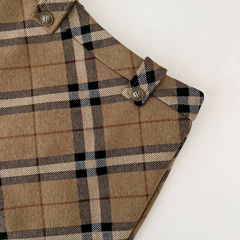 Women's Autumn Winter Fashion 2026 Vintage Plaid Short Lady Streetwear High Waist Wool&Blend Mini Skirt