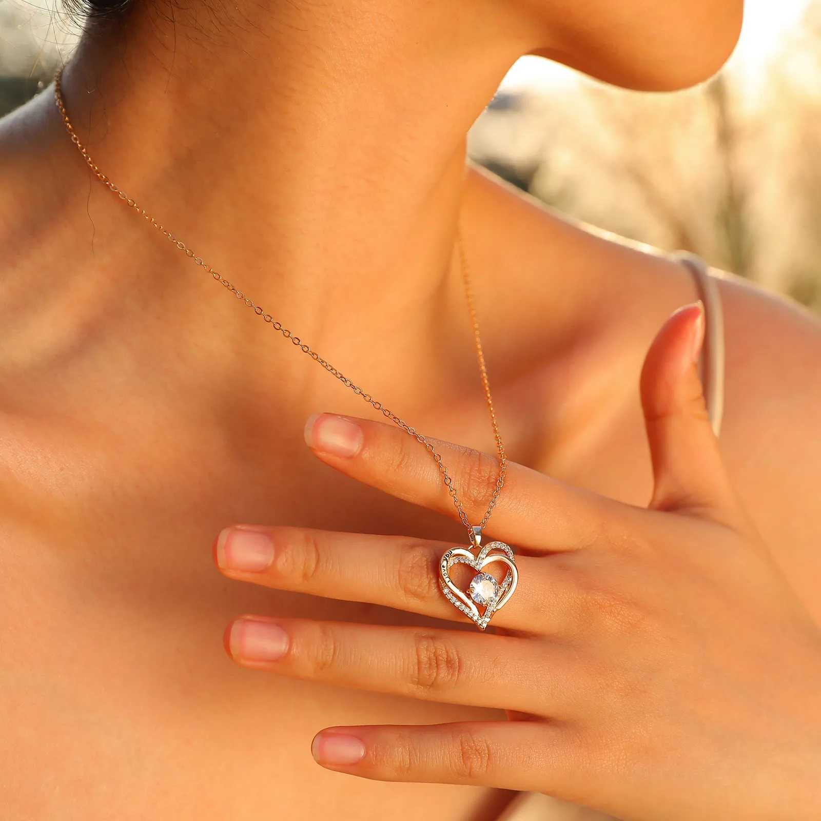 Vnox Heart Necklace for Women Birthstone Heart IYou Jewelry Necklaces for Mom Girlfriend Wife Mothers Day Gift M251211