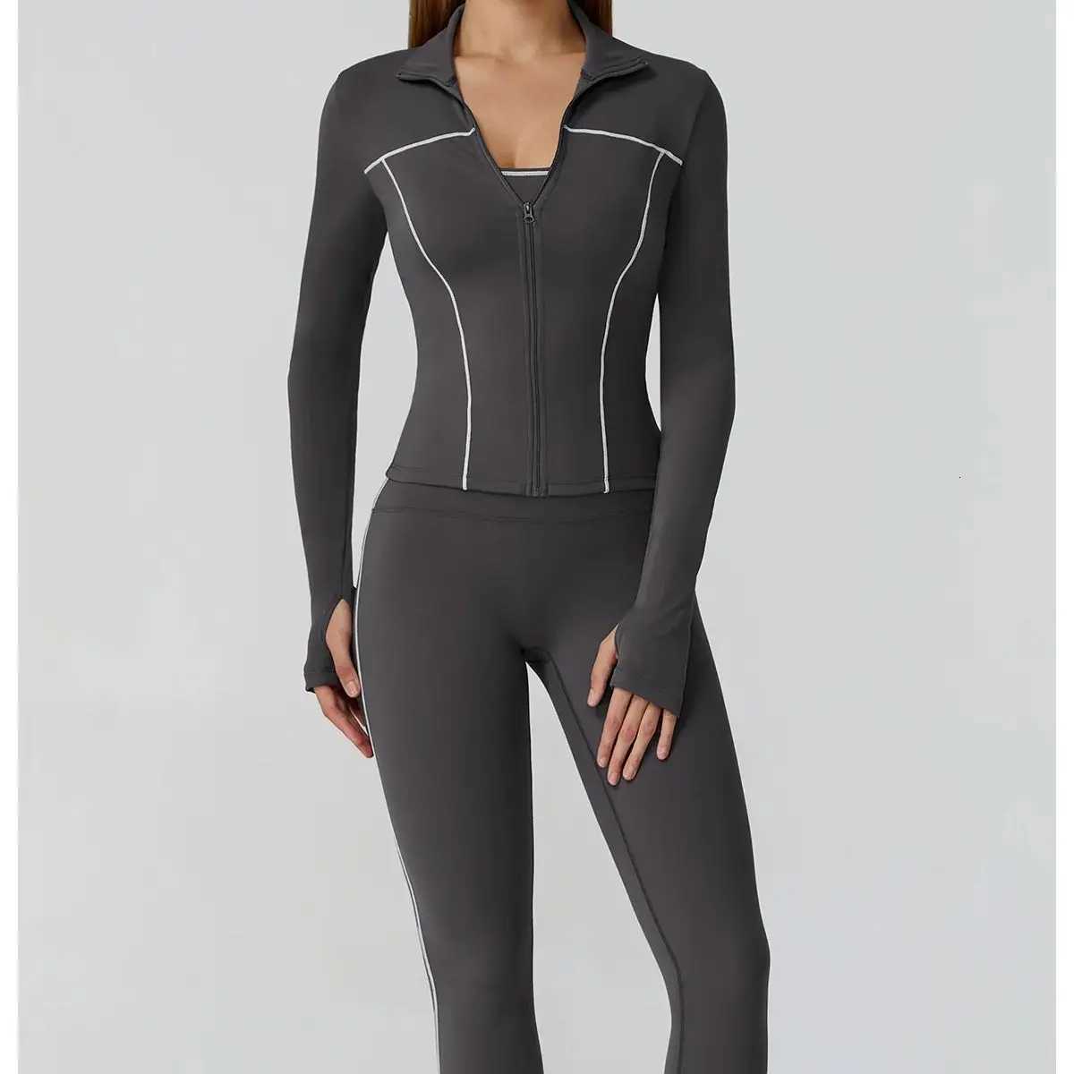 2/3PCS Yoga Set Women Workout Bra Set Sportswear Windproof Outdoor Fitness zipper Long Sleeve Top High Waist Leggings Sport SuitT251211