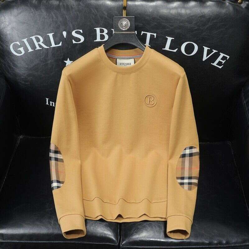 2024 Autumn Winter New Men's Fashion Round Neck Sweatshirt Casual Slim Fit Plus Size Long Sleeve Pullover Base Shirt