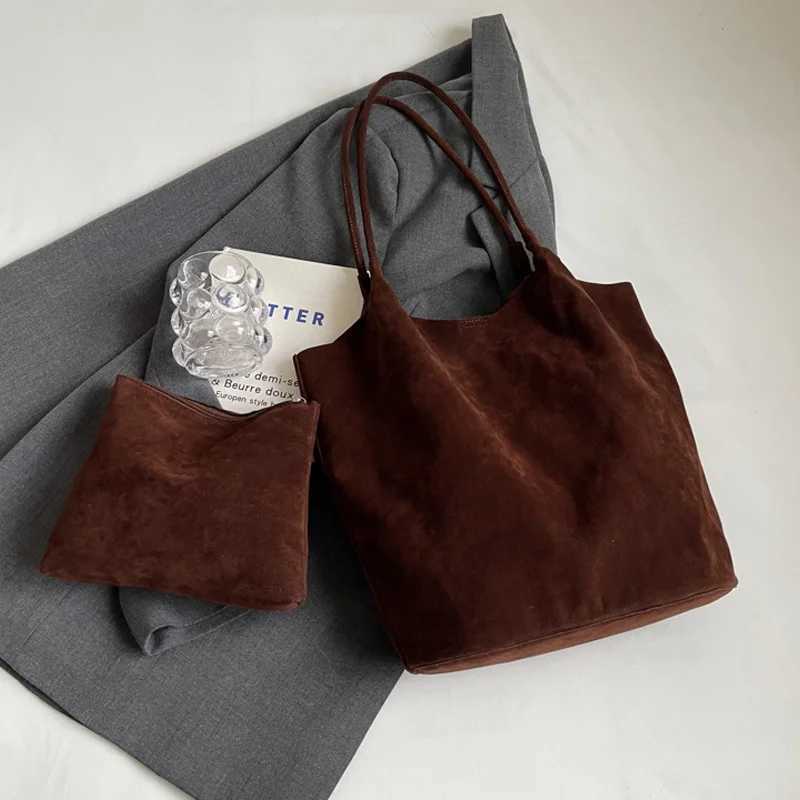 Wens Suede Shoder Bag New Solid High Capacity Casual Tote Zippered Versatile Sewing Thread for Crafting Y251211