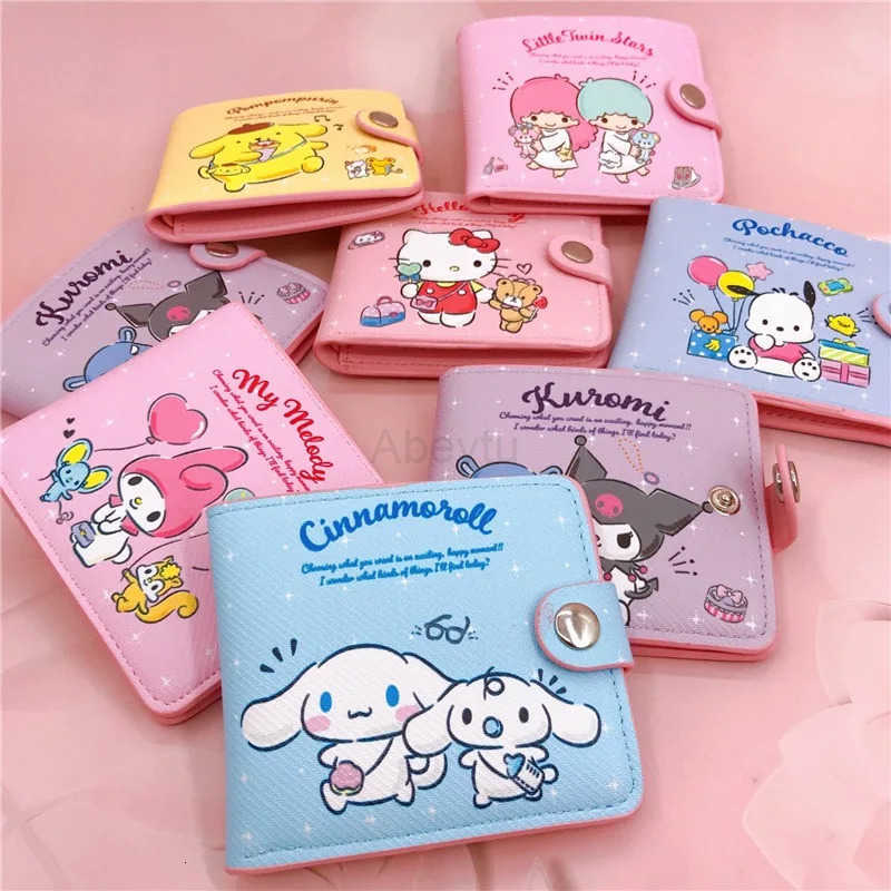 Sanrio Hello Kitty Cinnamoroll My Melody Kuromi New Pu Casual Money Bag Coin Purse Card package Wallet With Buttons H251211