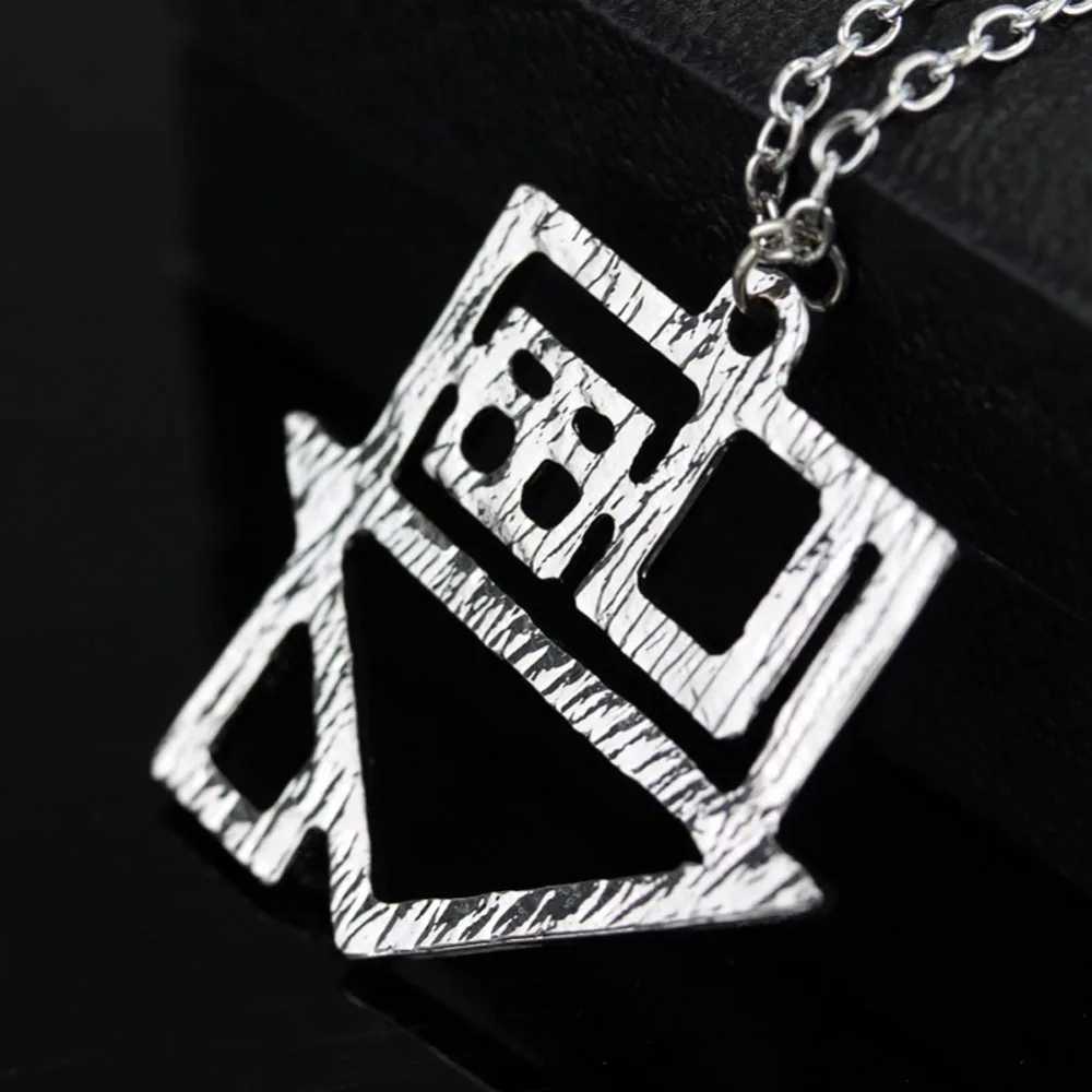 New Creative Fashion Neighborhood Rock Music Pendant Hollow Out House Pendant Necklace Street Niche Party Gift Accessories M251211