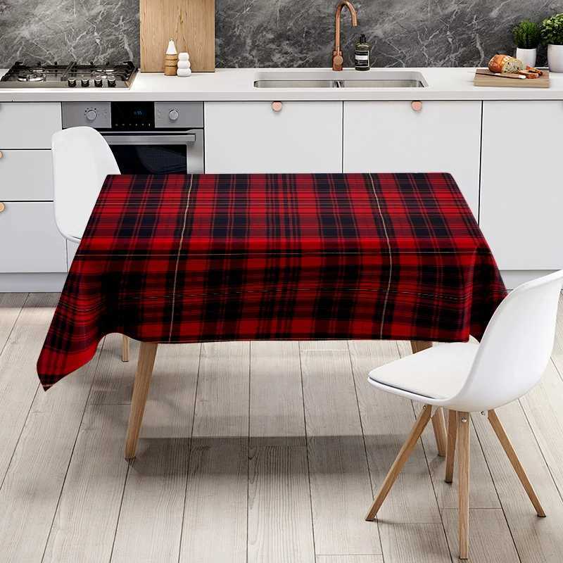 Modern Home Plaid Tablecloth Elegant Red Black Checkered Dining Cover for Kitchen Decor Made from 100 Cotton Fabric with Anti-W H251211