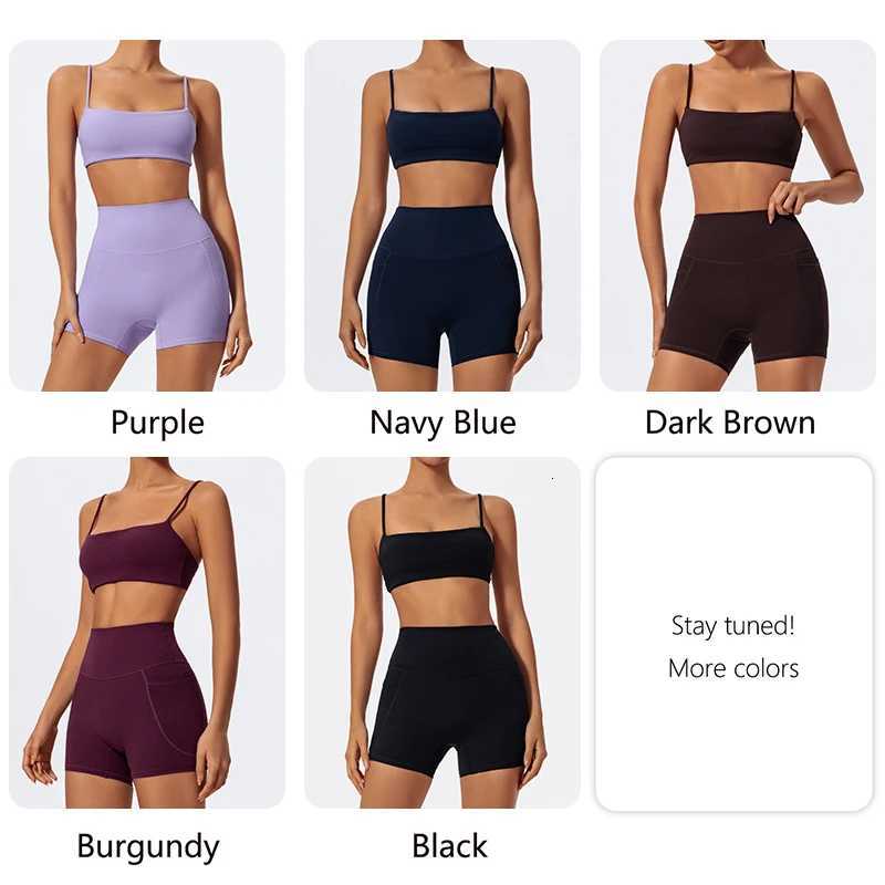 Ctenkevet Women Two Piece Gym Workout Set Female Bra Yoga Sets 2ps Shorts Fitness Wear Women Quick-Dry Camisole Sports Bra SuitsT251211