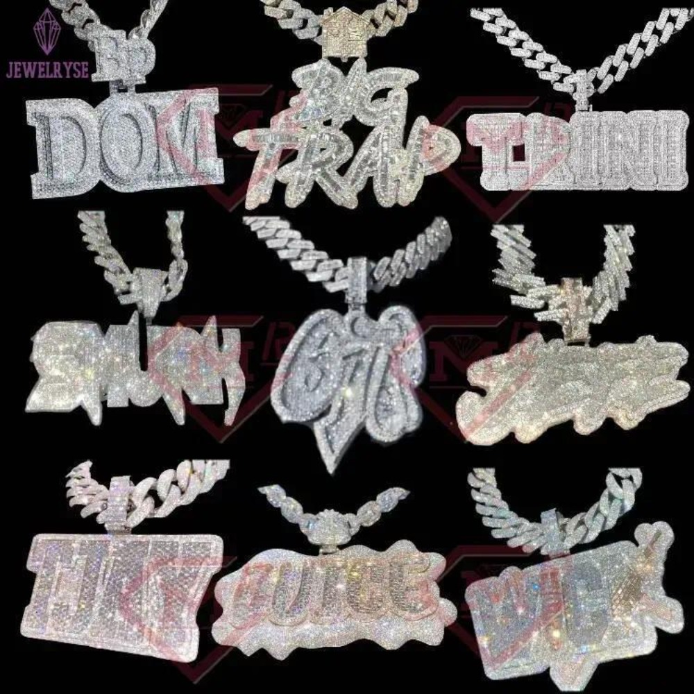 Iced Out Mossanite Pendant Ankh Cross Charm Gold Plated Hiphop 925 Silver VVS Diamond Custom Moissanite Pendant