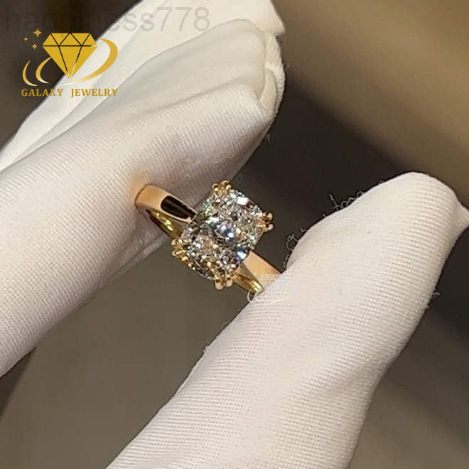 Custom 25 CT Cushion Cut Solitaire Moissanite Rings Engagement Wedding Ring 925 Silver 10k 14k 18k Gold Moissanite Ring