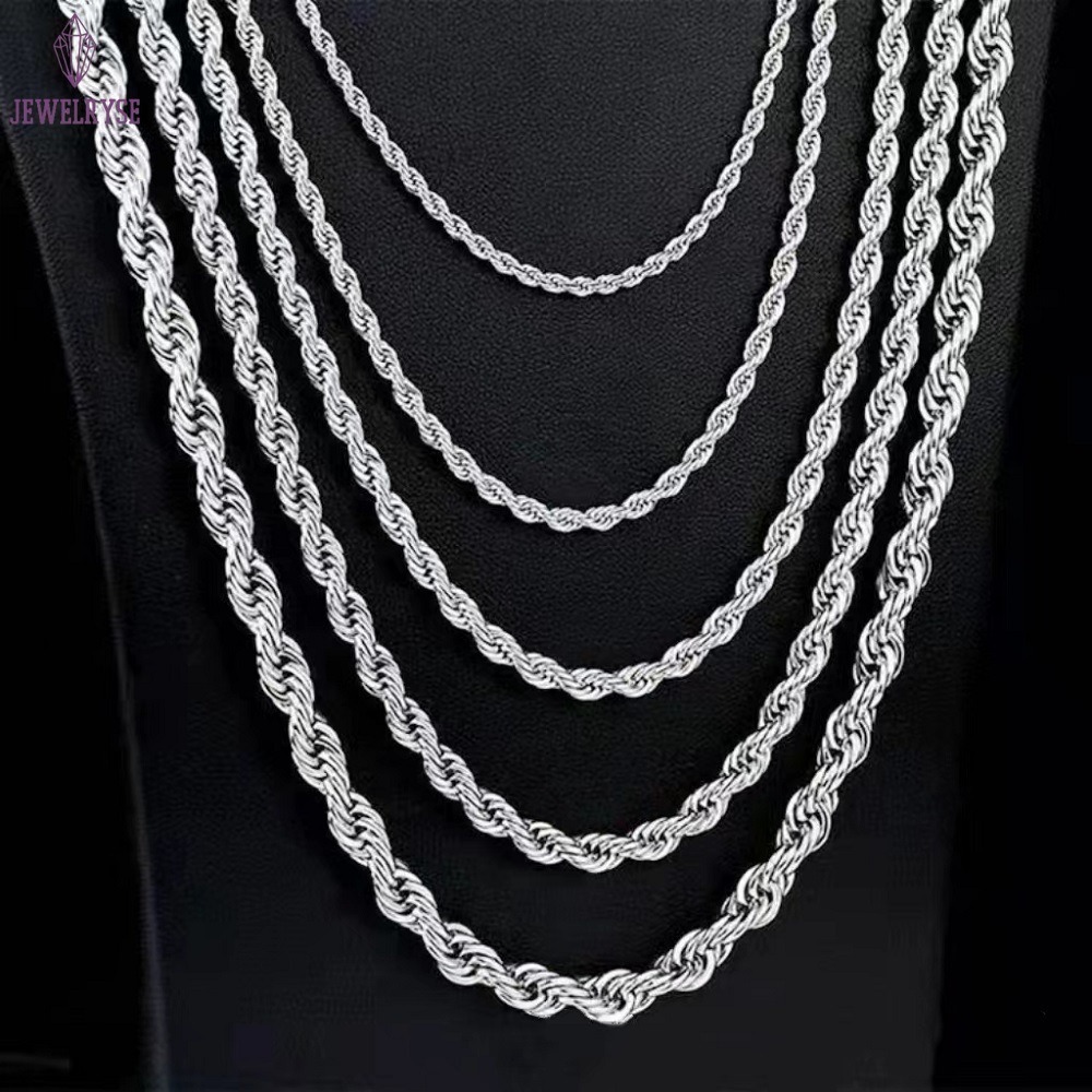 925 Sterling Silver 4mm 5mm 6mm 7mm Rope Chain Necklace Custom Gold Plated Hip Hop Rope Chain for Men