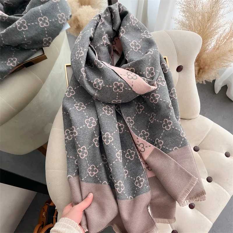 Thick Winter Poncho Women Scarf Luxury Floral Warm Shawl and Wrap Cashmere Like Pashmina Blacnket Design Stoles Bufanda Echarpe Y251211