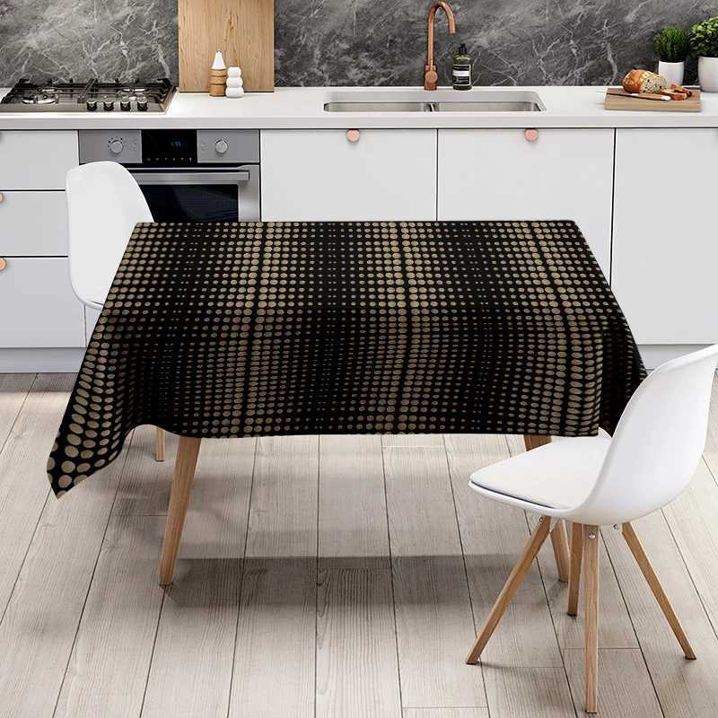 Modern Polka Dot Tablecloth - Decorative Dining Table Covers for Kitchen Home Decoration in Black Gold H251211