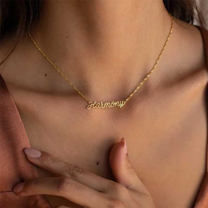 Custom Name Water Wave Chain Necklace for Women Personalized Gold Stainless Steel Necklace Women Jewelry Gift Valentines Day M251211