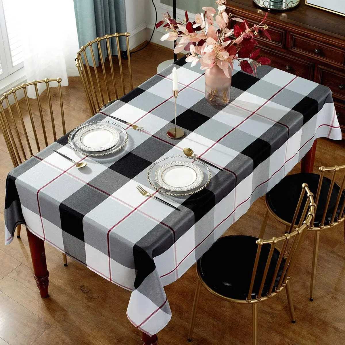 Rectangle Checkered Tablecloths Waterproof Farmhouse Indoor Outdoor Picnic Table Cover Holiday Party Kitchen Dining Table Decor H251211