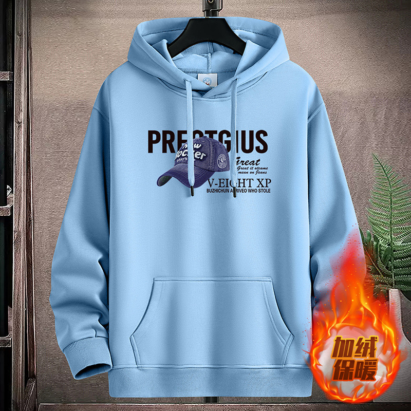 Men's Teenager Fleece-Lined & Thickened Hoodie: Korean Trendy Style, Autumn/Winter, for Junior & Senior High School Students, Loose Oversized Out